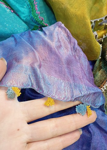 İğne Oyalı 1950lerden İpek Fular - Görsel 11