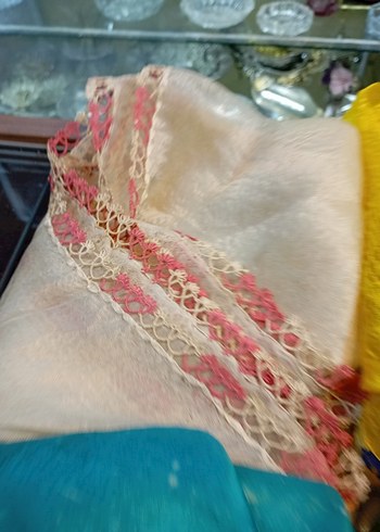 İğne Oyalı 1950lerden İpek Fular - Görsel 9