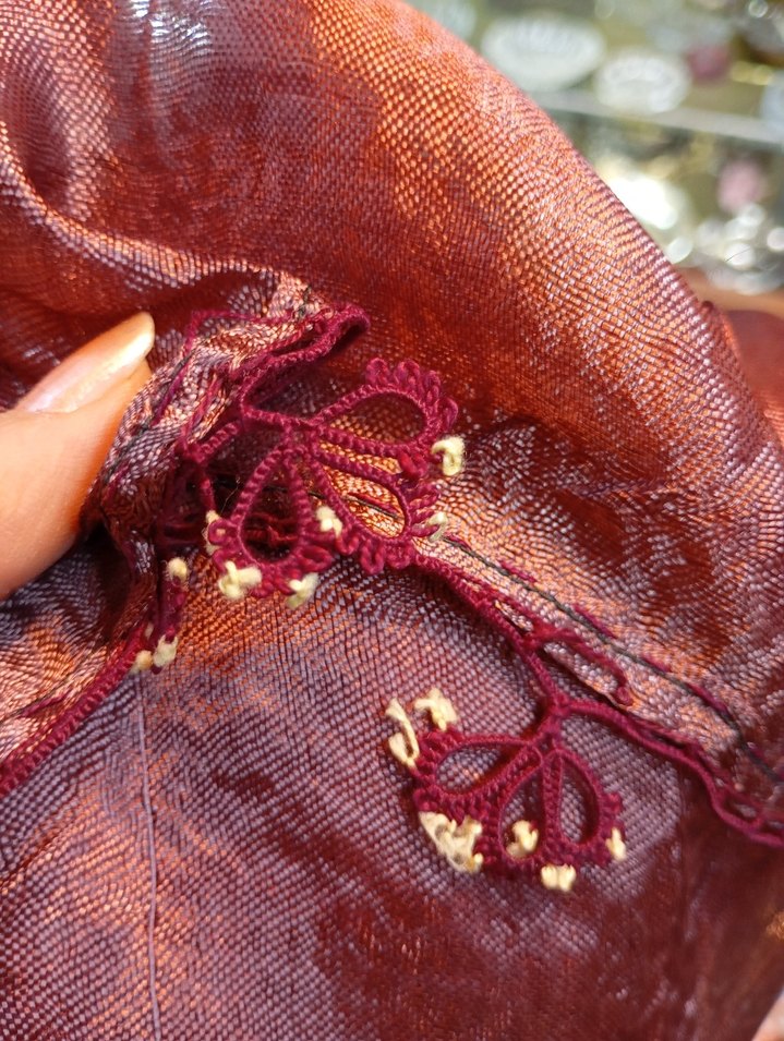 İğne Oyalı 1950lerden İpek Fular - Görsel 5