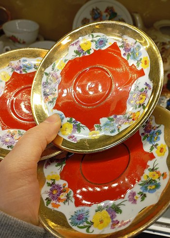 Antika Kütahya Porselen Fincan Altlığı - Görsel 2