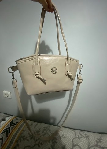 Bej Deri Kadın Omuz Çantası - Görsel 2