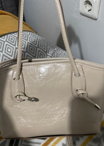 Bej Deri Kadın Omuz Çantası - Görsel 4