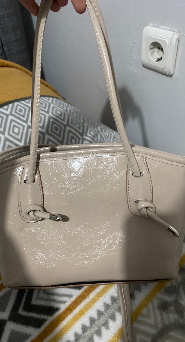 Bej Deri Kadın Omuz Çantası - Görsel 4