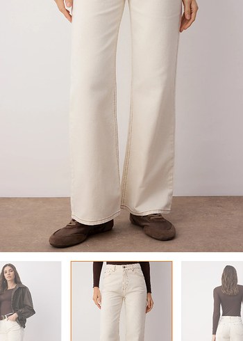 Bej Kadın Kot Pantolon - Görsel 4