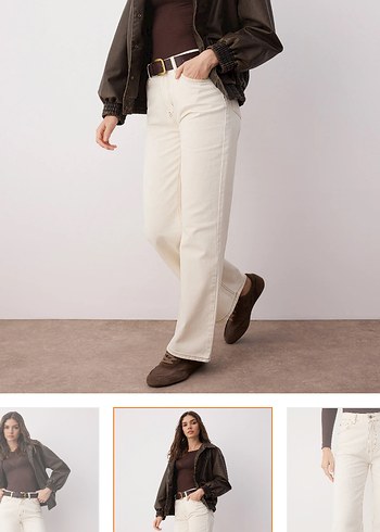 Bej Kadın Kot Pantolon - Görsel 5