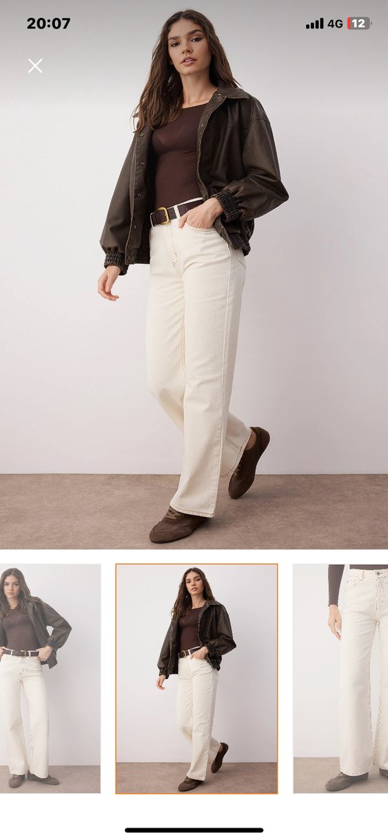 Bej Kadın Kot Pantolon - Görsel 5