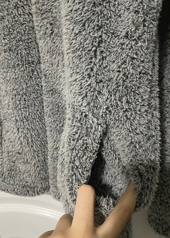 Gri Kadın Peluş Ceket - Görsel 3