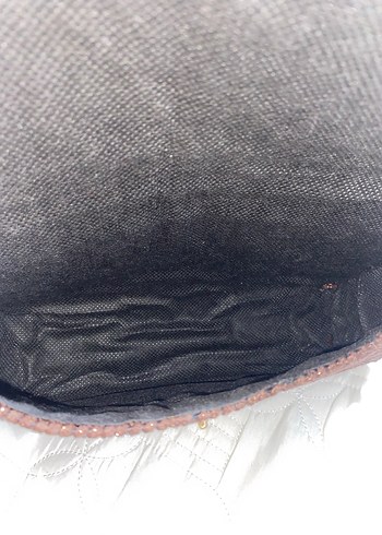 Kahverengi Örgü Detaylı Tokalı Kadın Çanta - Görsel 5