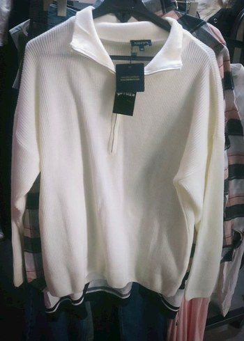 m Beden Fabrika polo yaka Fermuarlı yaka oversize Kadın Triko kazak