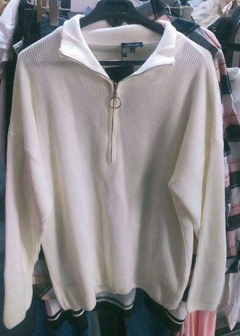 Fabrika polo yaka Fermuarlı yaka oversize Kadın Triko kazak