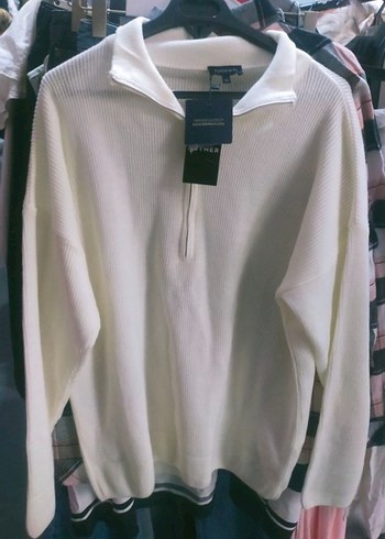 Fabrika Fabrika polo yaka Fermuarlı yaka oversize Kadın Triko kazak