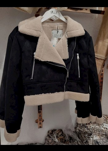 xl Beden Siyah nubuk mini kısa biker ceket mont