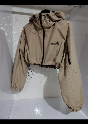 Zara Kapüşonlu  mini üst crop Ceket su geçirmez yağmurluk - Görsel 16