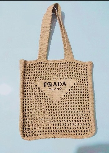 Prada file örgü hasır plaj çanta