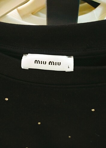 m Beden siyah Renk Miu miu pırlanta taşli oversize sweatshirt 