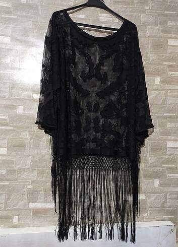 Püsküllü dantel plaj elbise pareo - Görsel 3