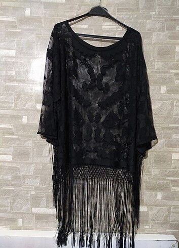 Püsküllü dantel plaj elbise pareo - Görsel 4