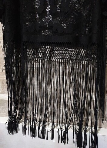 Püsküllü dantel plaj elbise pareo - Görsel 6