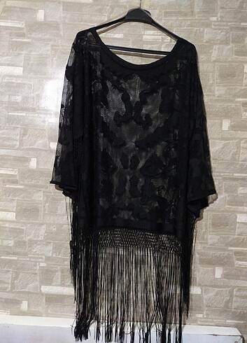 Püsküllü dantel plaj elbise pareo - Görsel 7