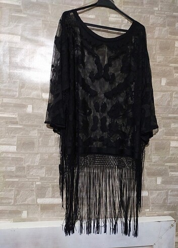 Püsküllü dantel plaj elbise pareo - Görsel 8