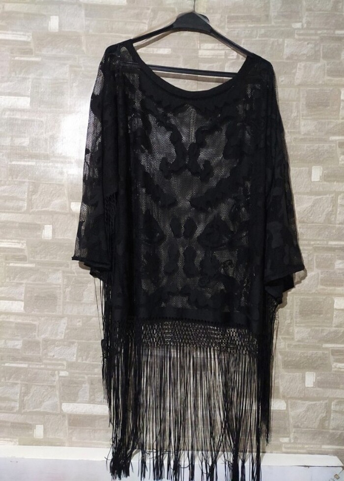 Püsküllü dantel plaj elbise pareo - Görsel 4