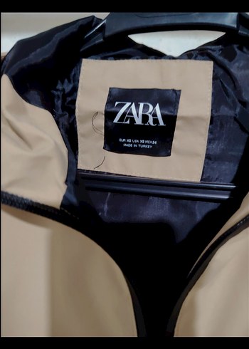 Zara Zara Kapüşonlu Bej Kısa mini üst crop Ceket