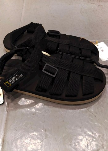 National Geographic Siyah Anaka kafes model cırt cırtlı Sandalet - Görsel 2