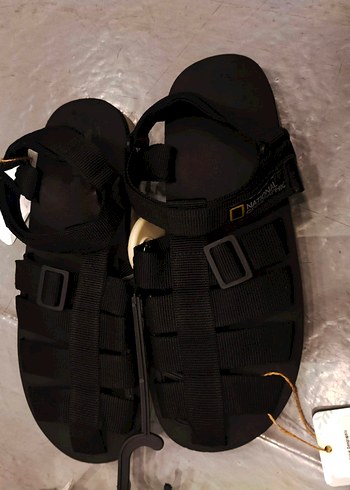 National Geographic Siyah Anaka kafes model cırt cırtlı Sandalet - Görsel 6