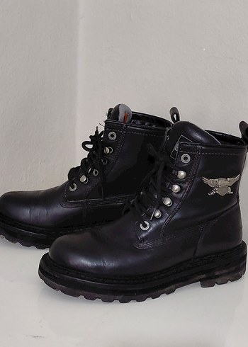 Harley davidson Siyah Deri erkek bot - Görsel 6