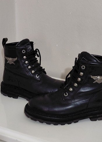 Harley davidson Siyah Deri erkek bot - Görsel 2