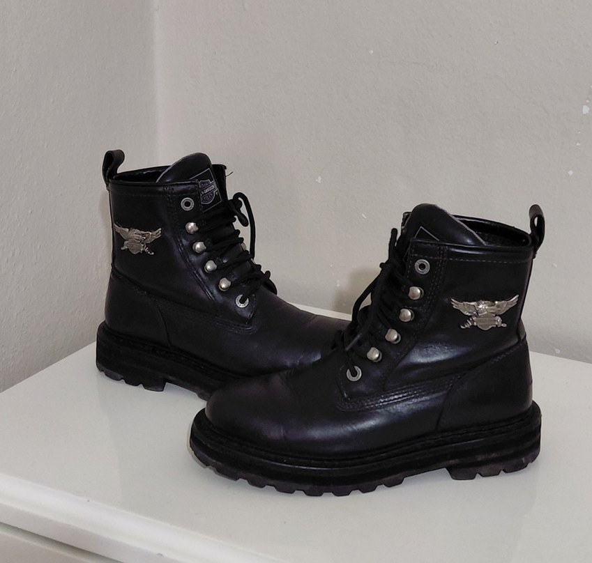 Harley davidson Siyah Deri erkek bot - Görsel 2