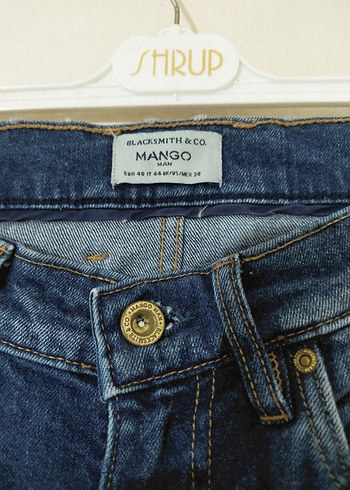 Mango Erkek Lacivert slim strech Denim uzun  jean kot Pantolon - Görsel 6