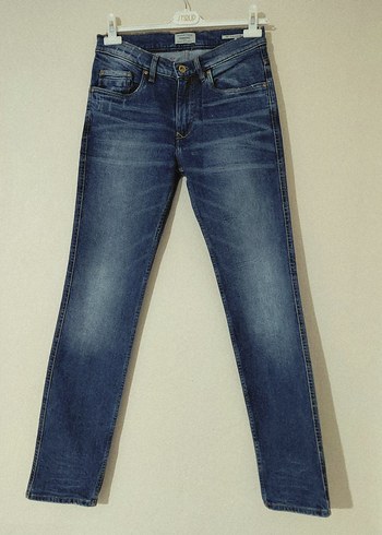 Mango Erkek Lacivert slim strech Denim uzun  jean kot Pantolon - Görsel 3