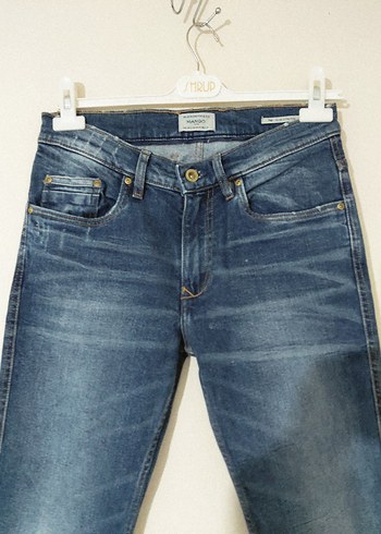 Mango Erkek Lacivert slim strech Denim uzun  jean kot Pantolon - Görsel 4