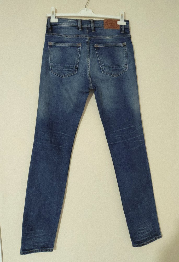 Mango Erkek Lacivert slim strech Denim uzun  jean kot Pantolon - Görsel 5