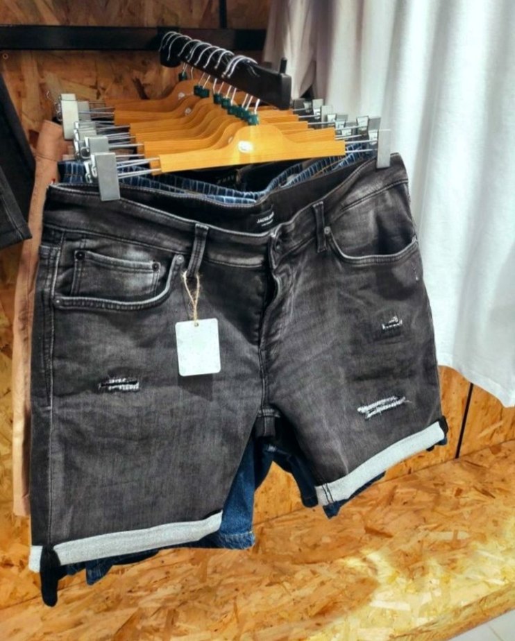 Jack  & Jones Gri taşlama Denim jean koy şort - Görsel 5