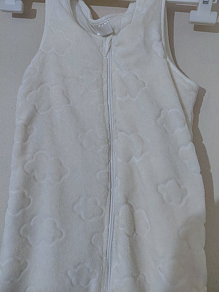 acık krem renkli bulutlu desen uzun boy Çocuk Uyku Tulumu - Görsel 5