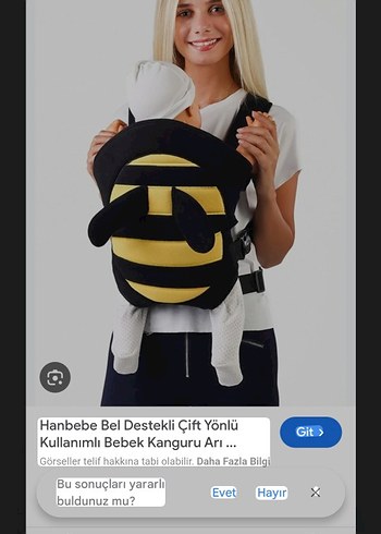 Siyah-sarı arı desenli bebek taşıyıcı arı kanguru - Görsel 2