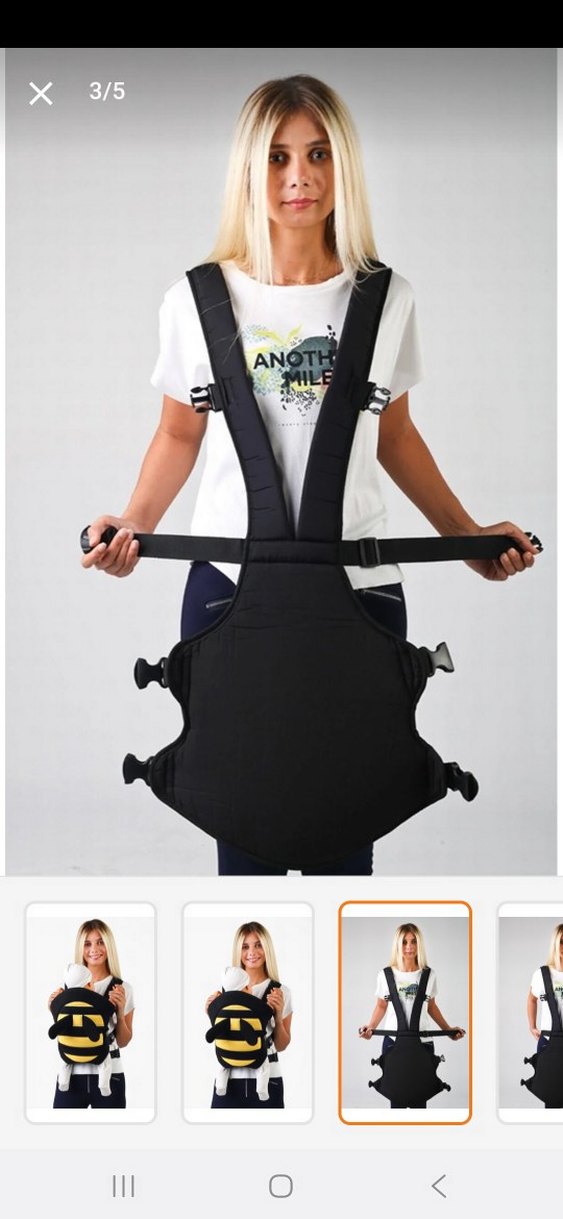 Siyah-sarı arı desenli bebek taşıyıcı arı kanguru - Görsel 3