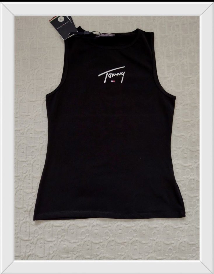 Tommy Hilfiger Siyah Baskılı kolsuz tshirt atlet - Görsel 2