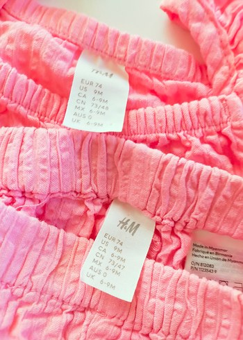 6 Ay Beden pembe Renk H&M Pembe Fırfırlı Kolsuz Bebek Takımı