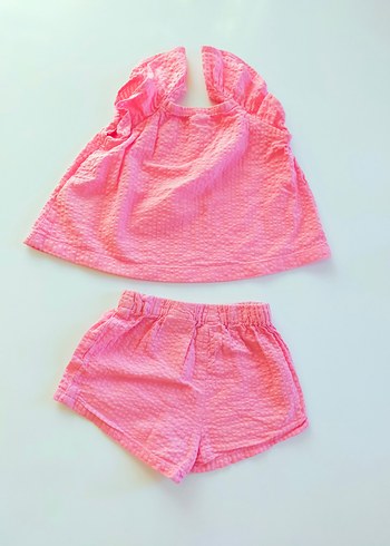 H&M H&M Pembe Fırfırlı Kolsuz Bebek Takımı