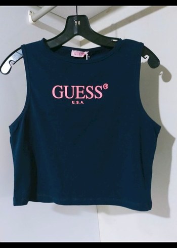 m Beden Guess Lacivert mini üst crop body Atlet kalın askılı t-shirt