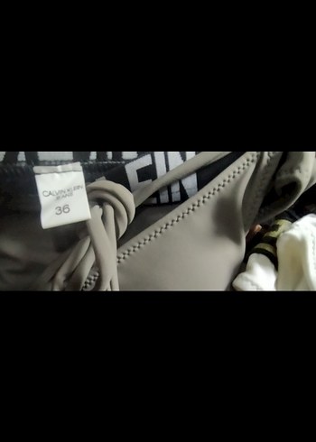 36 Beden gri Renk Calvin Klein Füme renk Bantlı Bikini takımı