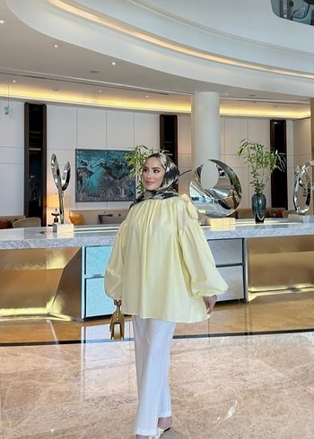 Zara Sarı Uzun Kollu Salaş Bohem Tunik
