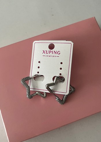 Zincir Detaylı Mini Gri Rock Punk Küpe