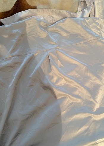 Düğmeli Bej saten Midi Kadın Gömlek - Görsel 4