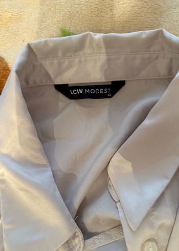 Düğmeli Bej saten Midi Kadın Gömlek - Görsel 2