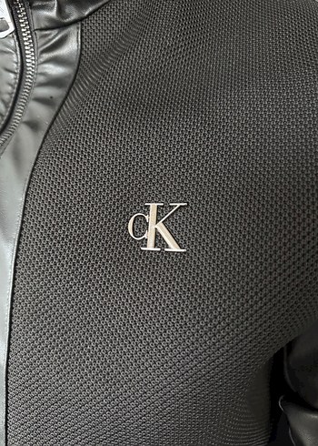 Original Calvin Klein Siyah Deri Biker Ceket - Görsel 7