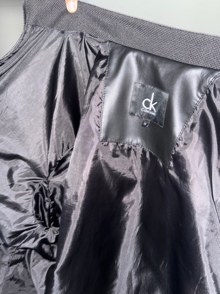 Original Calvin Klein Siyah Deri Biker Ceket - Görsel 5